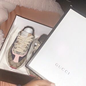Gucci Beige and Pink Sneakers